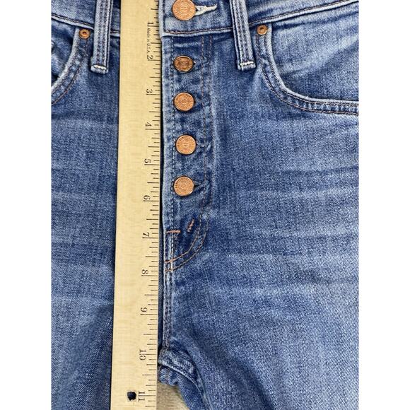 Mother Jeans Womens 24 Blue The Pixie Tomcat Crop‎ Distressed Mid Rise Denim - Picture 8 of 15